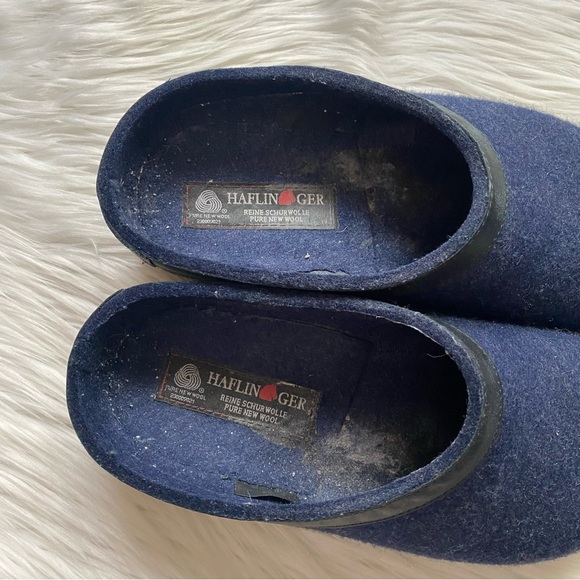 Haflinger GZL Leather Trim Grizzly Clogs 39 Navy - Picture 5 of 12